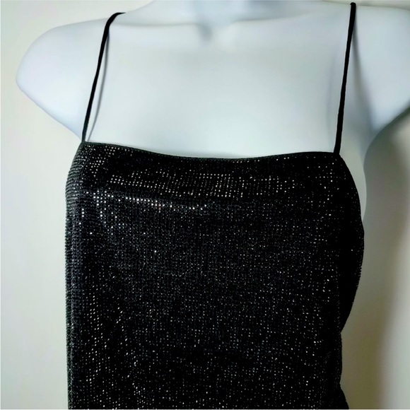 Zara Black Sparkly Crop Top with Rhinestones - BNWT - M - Picture 4 of 5